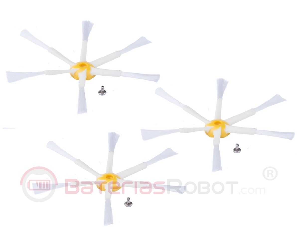 Pack 3 Cepillos laterales de 6 aspas Roomba para series 500 600 y 700