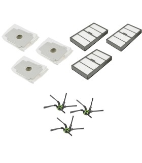 Kitt de 3 escovas laterais, 3 filtros HEPA, 3 bolsas de drenagem automática