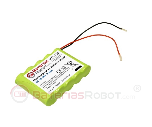 Batterie rechargeable Ni-MH 6V 2 200 mAh (5 cellules de 1,2 V)
